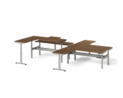 Sol L-Shaped Adjustable-Height Desks for 4