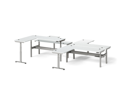 Sol L-Shaped Adjustable-Height Desks for 4