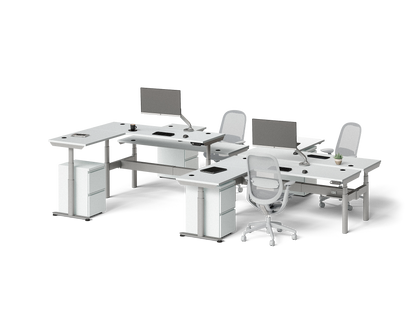 Sol L-Shaped Adjustable-Height Desks for 4
