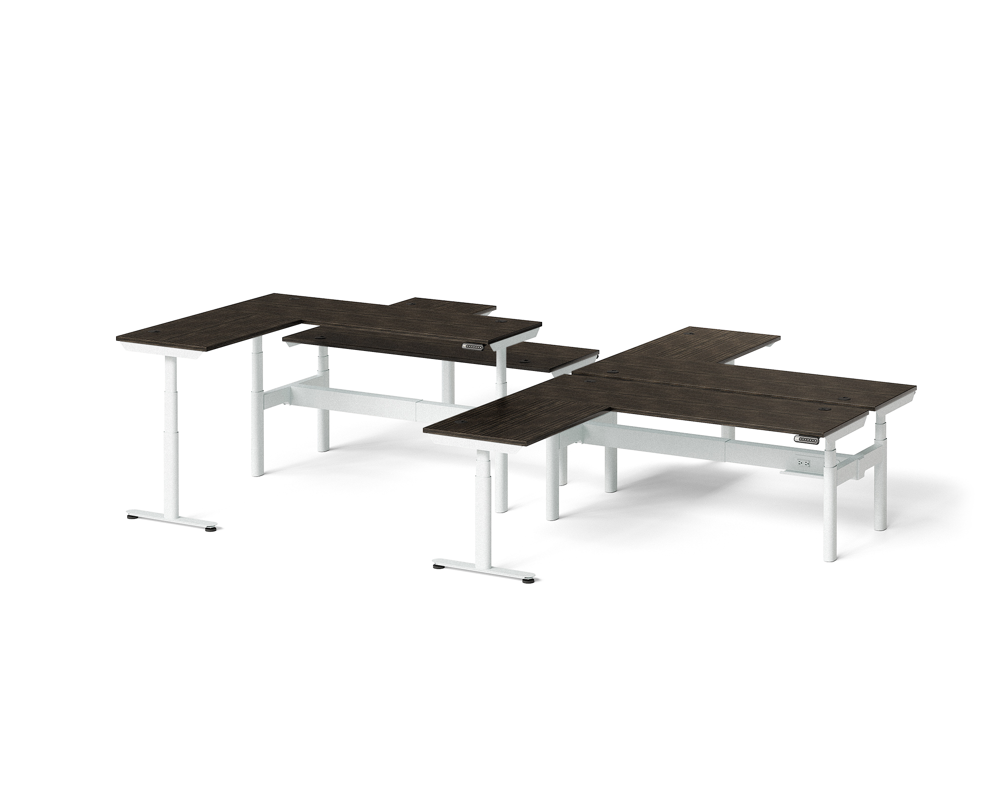 Sol L-Shaped Adjustable-Height Desks for 4