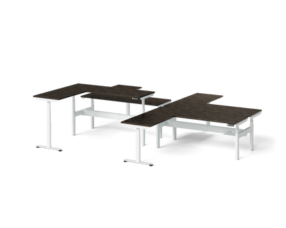Sol L-Shaped Adjustable-Height Desks for 4