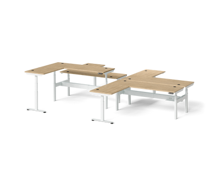 Sol L-Shaped Adjustable-Height Desks for 4