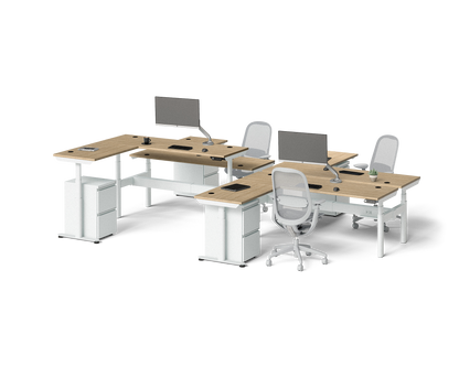Sol L-Shaped Adjustable-Height Desks for 4