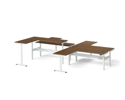 Sol L-Shaped Adjustable-Height Desks for 4