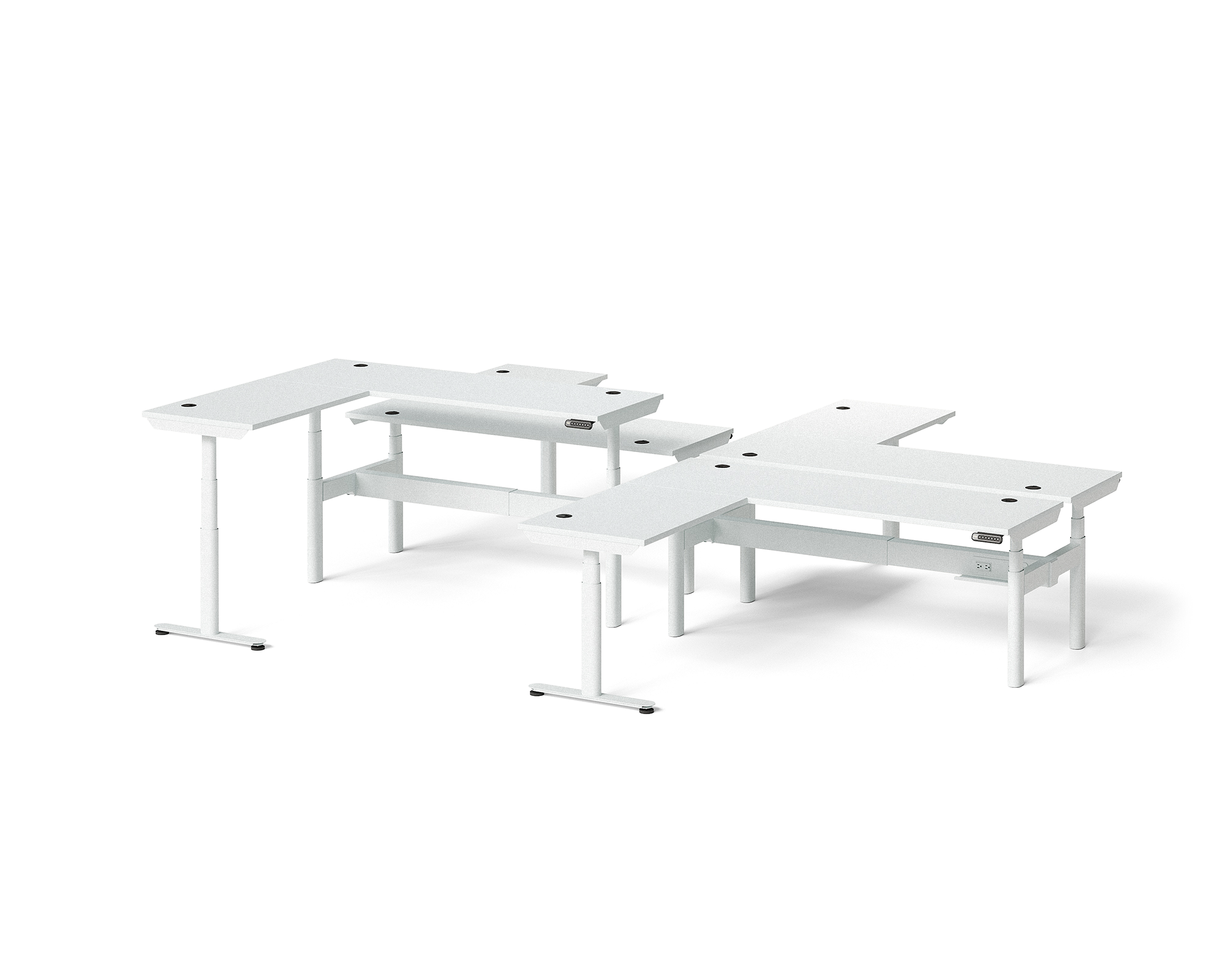 Sol L-Shaped Adjustable-Height Desks for 4