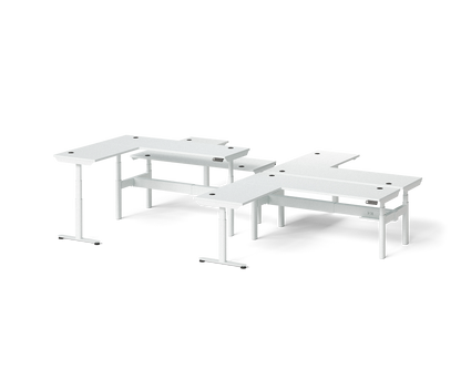 Sol L-Shaped Adjustable-Height Desks for 4