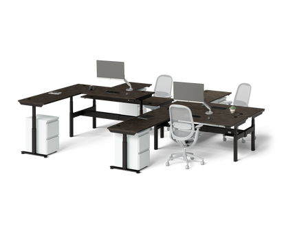 Sol L-Shaped Adjustable-Height Desks for 4
