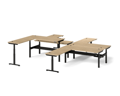 Sol L-Shaped Adjustable-Height Desks for 4