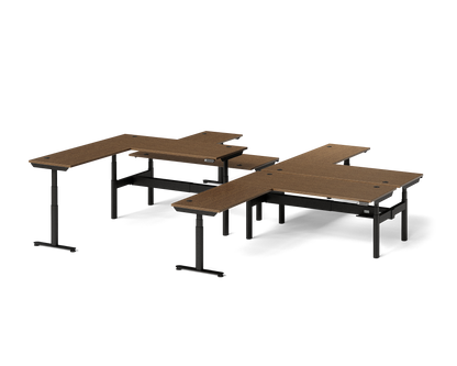Sol L-Shaped Adjustable-Height Desks for 4