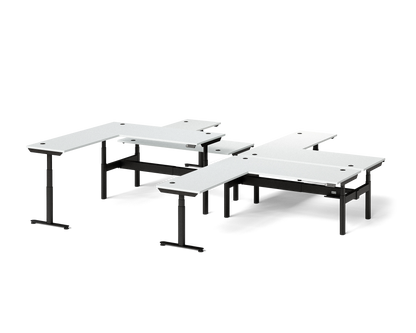 Sol L-Shaped Adjustable-Height Desks for 4