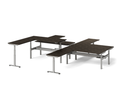 Sol L-Shaped Adjustable-Height Desks for 4