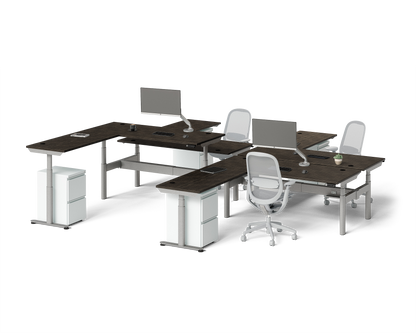 Sol L-Shaped Adjustable-Height Desks for 4