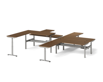 Sol L-Shaped Adjustable-Height Desks for 4