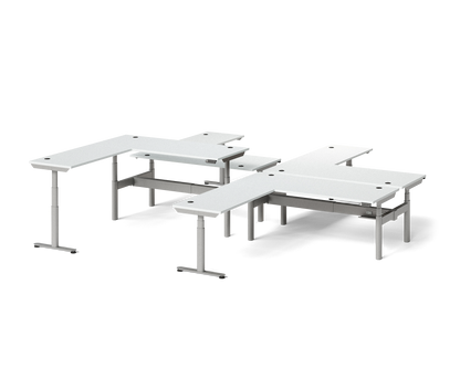 Sol L-Shaped Adjustable-Height Desks for 4