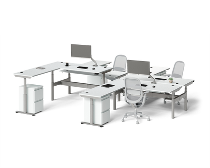 Sol L-Shaped Adjustable-Height Desks for 4