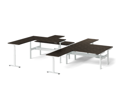 Sol L-Shaped Adjustable-Height Desks for 4