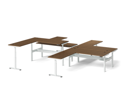 Sol L-Shaped Adjustable-Height Desks for 4