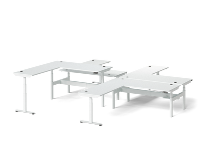 Sol L-Shaped Adjustable-Height Desks for 4