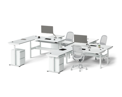 Sol L-Shaped Adjustable-Height Desks for 4