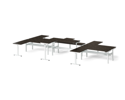 Sol L-Shaped Adjustable-Height Desks for 6