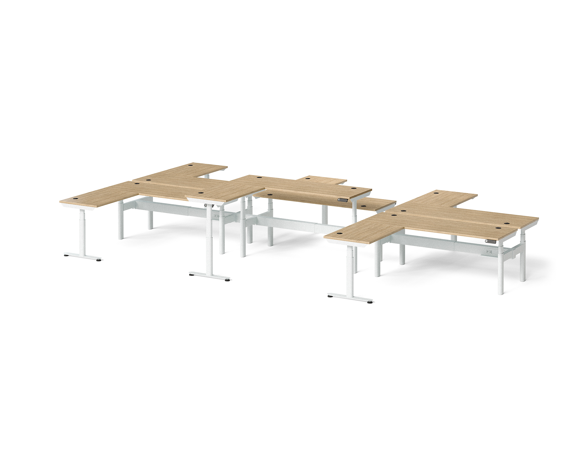 Sol L-Shaped Adjustable-Height Desks for 6