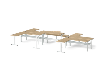 Sol L-Shaped Adjustable-Height Desks for 6
