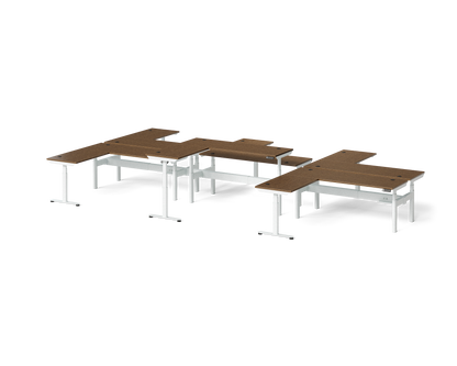 Sol L-Shaped Adjustable-Height Desks for 6