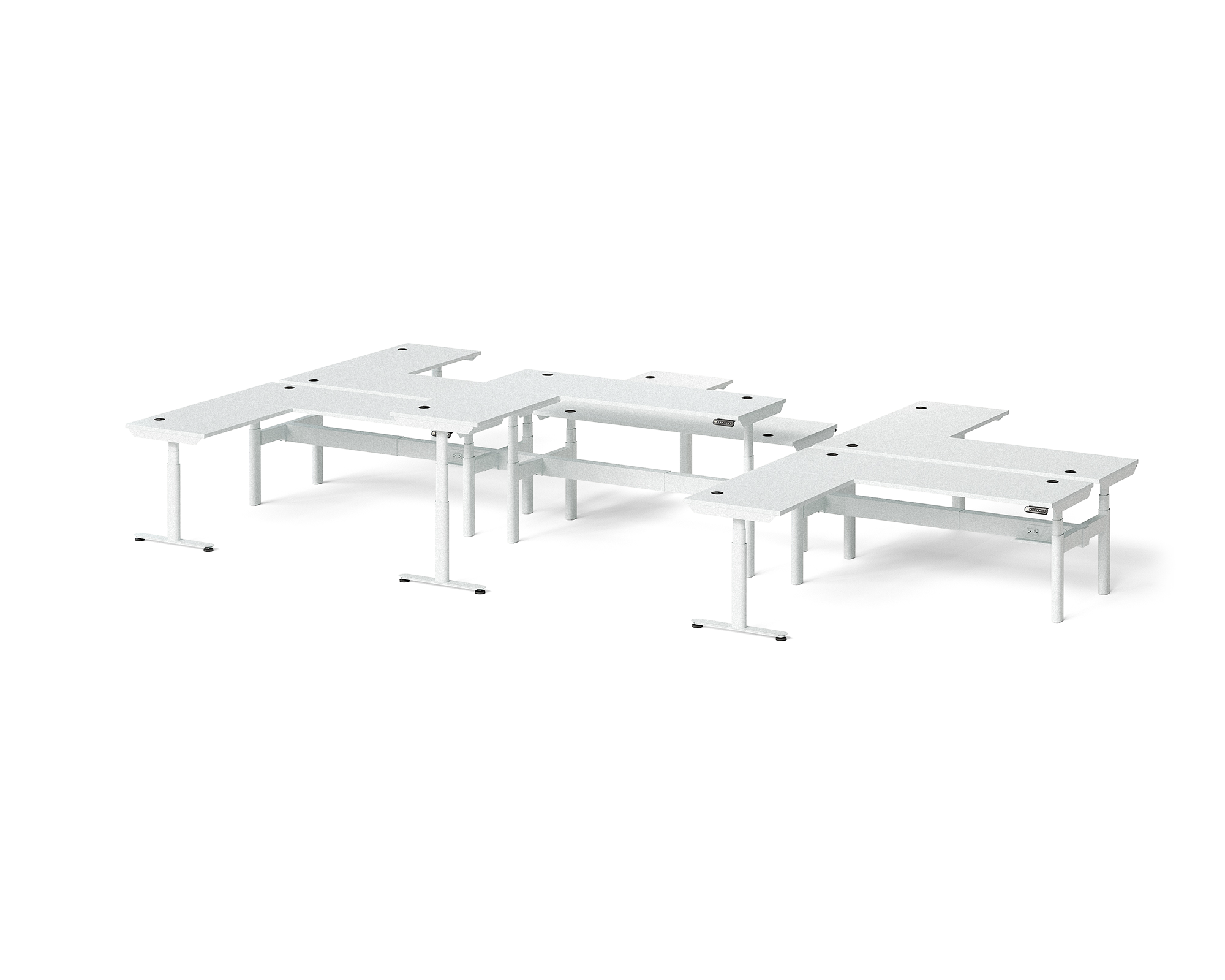 Sol L-Shaped Adjustable-Height Desks for 6