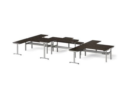 Sol L-Shaped Adjustable-Height Desks for 6