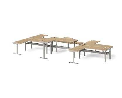 Sol L-Shaped Adjustable-Height Desks for 6