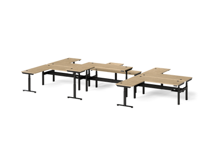 Sol L-Shaped Adjustable-Height Desks for 6