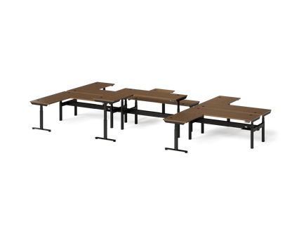 Sol L-Shaped Adjustable-Height Desks for 6