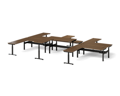 Sol L-Shaped Adjustable-Height Desks for 6