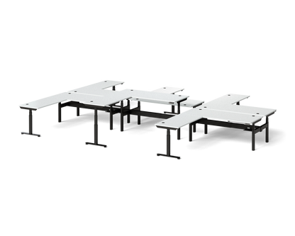 Sol L-Shaped Adjustable-Height Desks for 6
