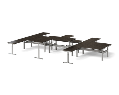 Sol L-Shaped Adjustable-Height Desks for 6