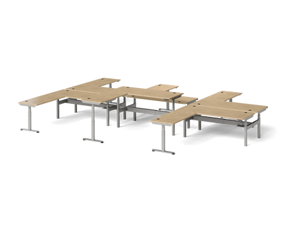 Sol L-Shaped Adjustable-Height Desks for 6