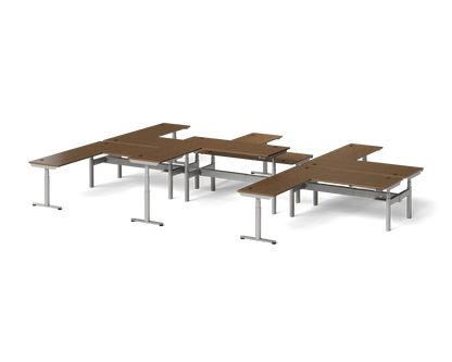 Sol L-Shaped Adjustable-Height Desks for 6