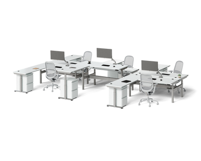Sol L-Shaped Adjustable-Height Desks for 6