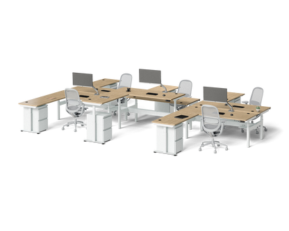 Sol L-Shaped Adjustable-Height Desks for 6