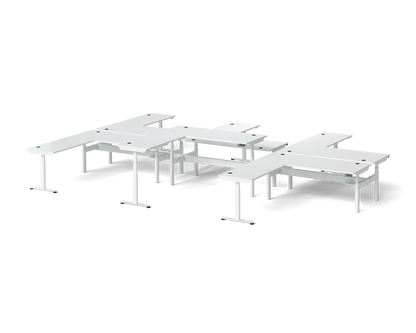 Sol L-Shaped Adjustable-Height Desks for 6