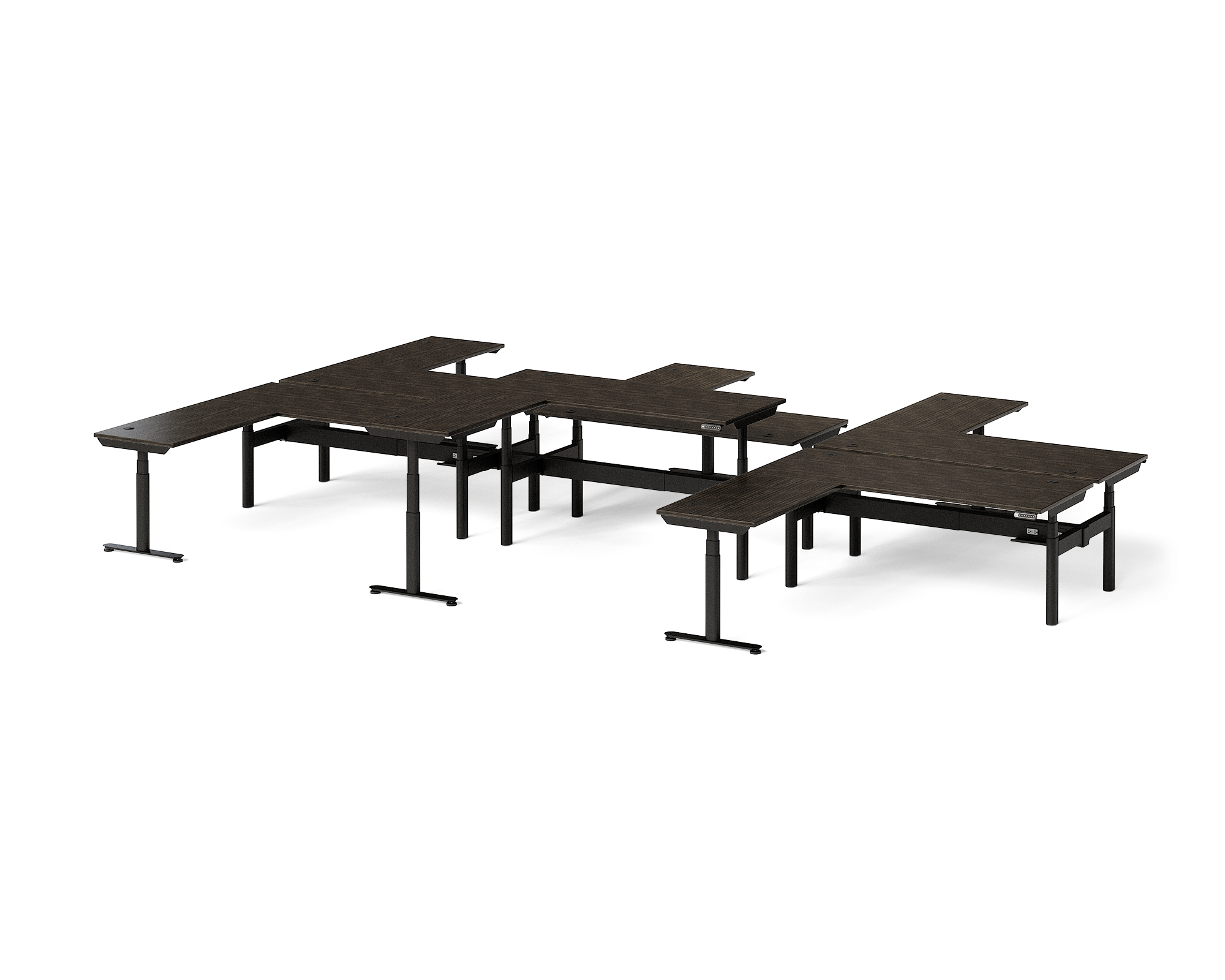 Sol L-Shaped Adjustable-Height Desks for 6