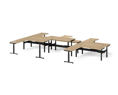 Sol L-Shaped Adjustable-Height Desks for 6