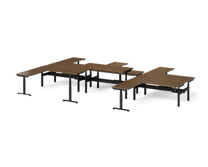Sol L-Shaped Adjustable-Height Desks for 6