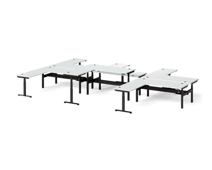 Sol L-Shaped Adjustable-Height Desks for 6