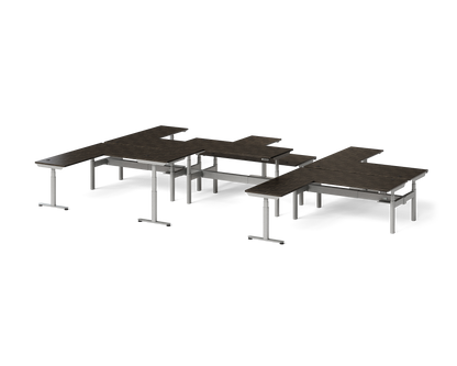 Sol L-Shaped Adjustable-Height Desks for 6