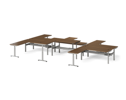 Sol L-Shaped Adjustable-Height Desks for 6