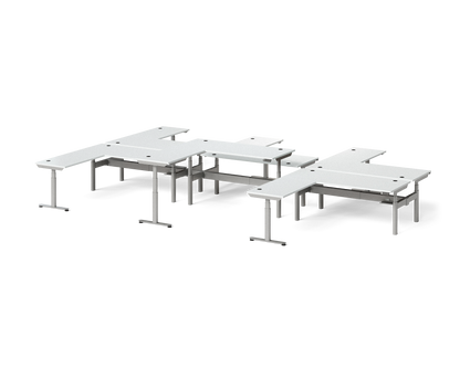 Sol L-Shaped Adjustable-Height Desks for 6