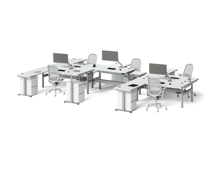 Sol L-Shaped Adjustable-Height Desks for 6