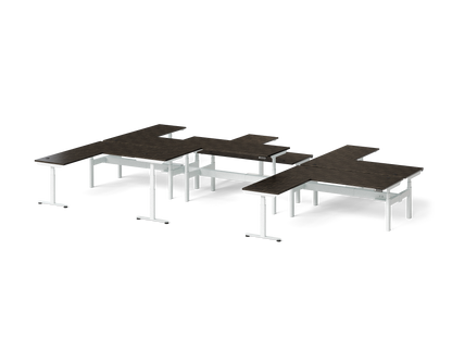 Sol L-Shaped Adjustable-Height Desks for 6