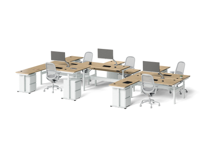 Sol L-Shaped Adjustable-Height Desks for 6